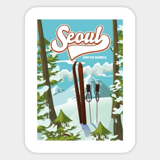 Seoul South Korea ski travel poster Sticker